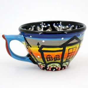 Beautiful ceramic coffee mugs with house motifs