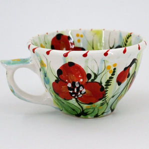 Cute mug with red flowers