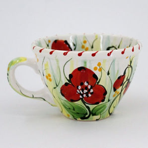 Cute mug with red flowers