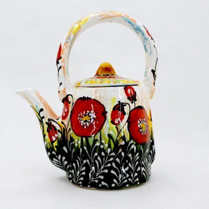 Design teapot made of clay "Poppies"