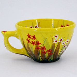 Pottery hand-painted cup with flowers