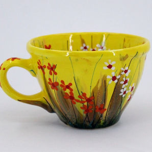 Pottery hand-painted cup with flowers