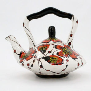 Design teapot made of clay (09), hand-painted