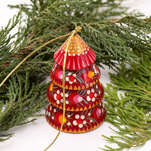 Golden Christmas bell decoration in the shape of Christmas tree