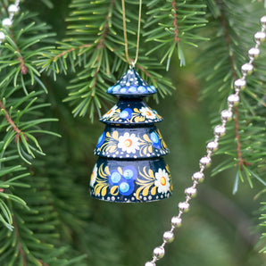 Origineller Weihnachtsglocke - Tannenbäumchen aus Holz - Ukrainisches Kunsthandwerk