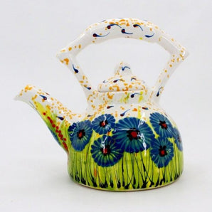 Original ceramic teapot with cornflowers