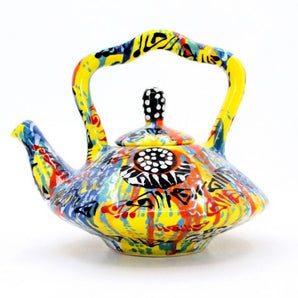 Colorful clay teapot, hand-painted