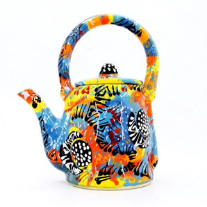 Hand painted ceramic coffee pot - Abstraction