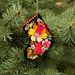 Colorful wooden boot Christmas tree decoration