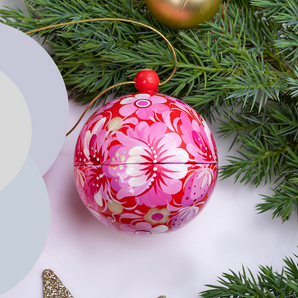 Pink Christmas bauble hand-painted - 5.5 cm