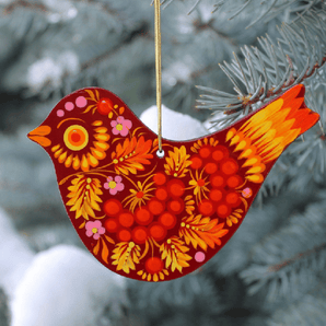 Christbaumschmuck Vogel aus Holz- zart handbemalt