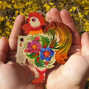 Easter ornament, rooster, handpainted