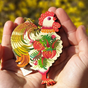 Easter ornament, rooster, handpainted