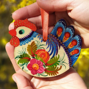 Ukrainian hand painted Chicken Easter Decoration