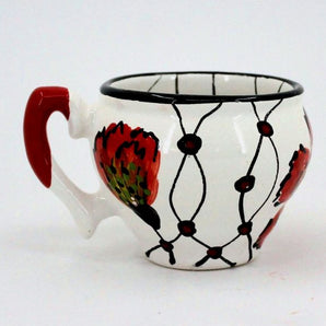 Extravagant ceramic cup, handmade