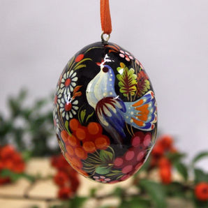 Hand painted ukrainian Easter egg with bird