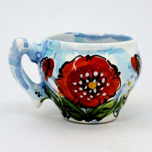 Colorful ceramic coffee cup "Poppies"