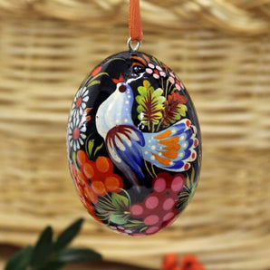 Hand painted ukrainian Easter egg with bird