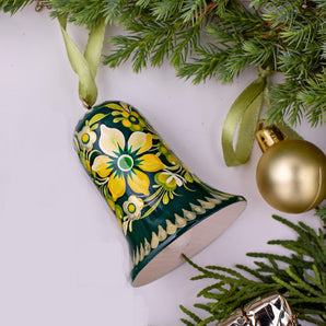 Christmas bell, wooden ornament, hand painted in Ukraine