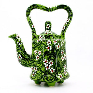 Pottery teapot with floral pattern