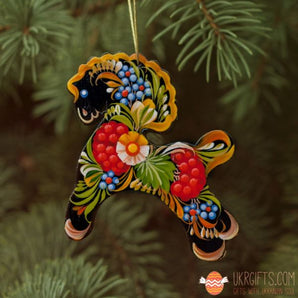 Traditional ukrainian painted Christmas ornaments Horse