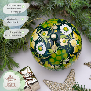 Ukrainian painted Christmas tree ball wood, openable