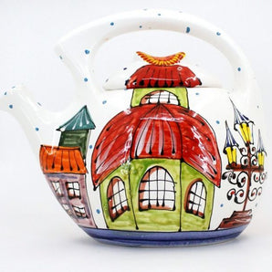 Design teapot made of clay, hand-painted