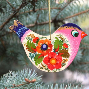 Colorful bird Christmas ornaments handmade