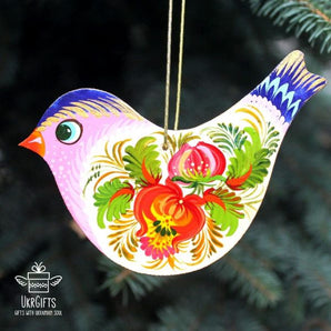 Colorful bird Christmas ornaments handmade