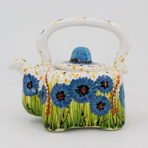 Small hand-painted clay teapot