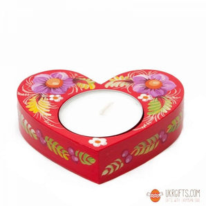 Heart gift candle holder made of wood, traditional handicraft