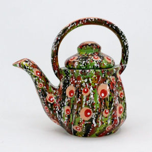 Pottery teapot - Abstraction in green, hand-painted