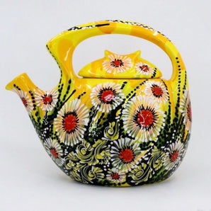 Original ceramic teapot hand-painted in yellow