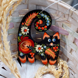 Black cat Christmas decoration handmade for cat lovers