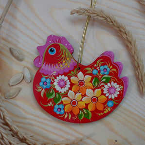 Ukrainian hand painted Chicken Easter Decoration