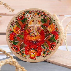 Wall plate with Ukrainian Petrykivka painting 30 cm "Joy"