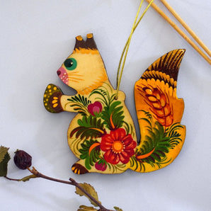 Rustic Squirrel Christmas ornament traditional ukrainian painted