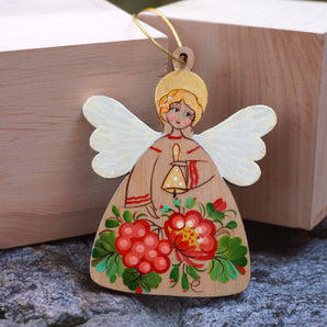 Angel Christmas tree decorations wooden hand painted