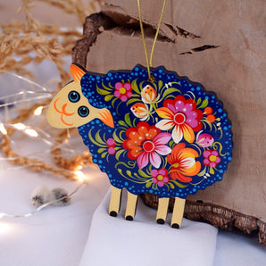 Funny Sheep Christmas ornament, hand painted