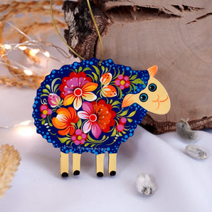 Funny Sheep Christmas ornament, hand painted