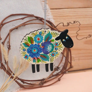 Easter lamb decor to hang up, hand painted - Ukrainian handicraft