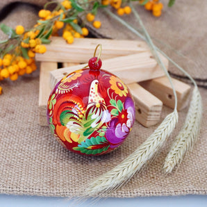 Traditional painted Christmas ball, Petrykivka painting