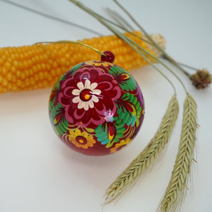 Traditional painted Christmas ball, Petrykivka painting