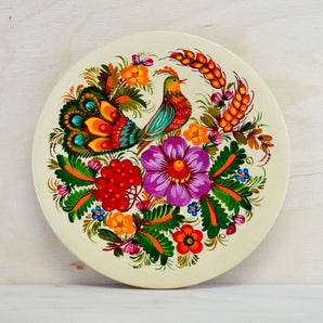 Wall plate décor 15 cm "Bird", Ukrainian Petrykivka style