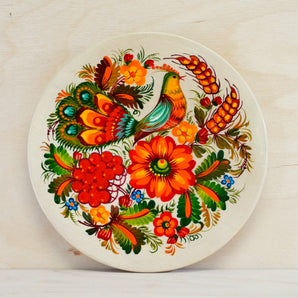 Wall plate décor 15 cm "Bird", Ukrainian Petrykivka style