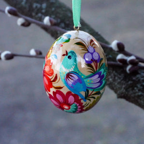 Original wooden Easter egg painted by hand