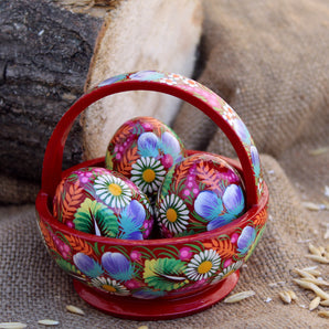 Ukrainian crafts handmade Easter gift - basket with small Easter eggs