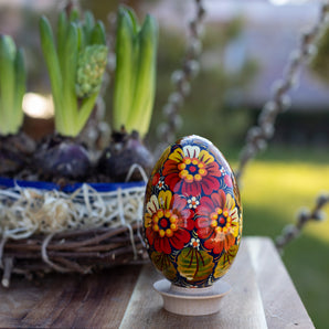 Large wooden Easter egg hand-painted