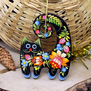 Animal figure for Christmas tree - Black cat pendant