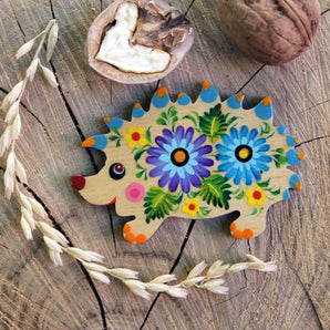 Cute hedgehog hand painted wooden fridge magnet